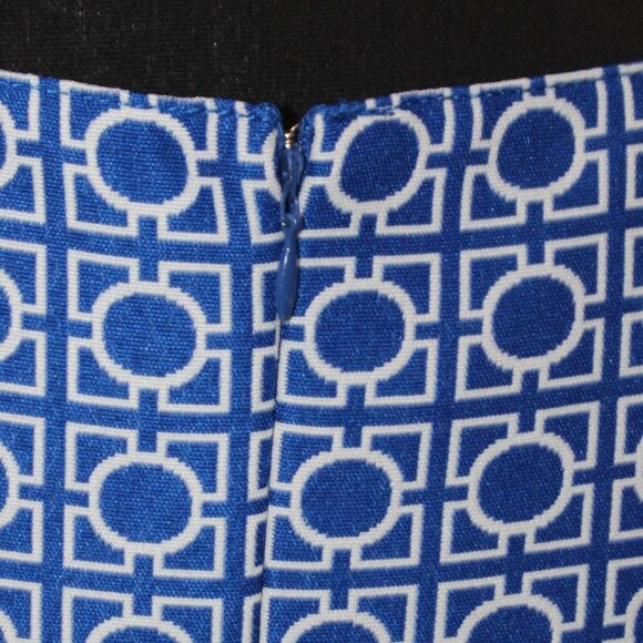 Tahari Levine Studio A-Line Sleeveless Dress Zip-Up Blue & White - Picture 10 of 15